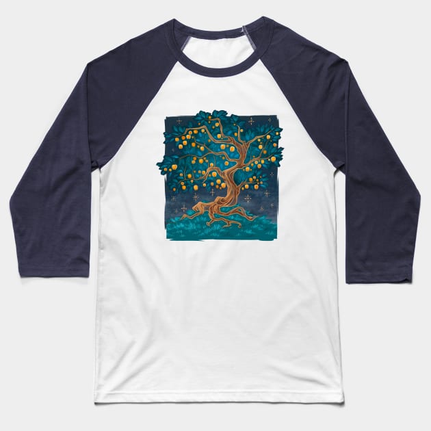 Persimmon Tree Baseball T-Shirt by AnemoneTea